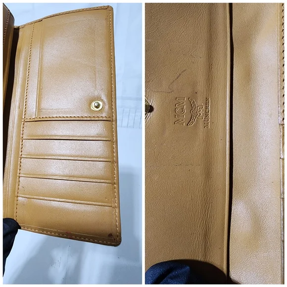 MCM Women's Tan and Red Leather Wallet - Picture 15 of 16